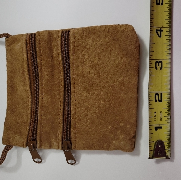 Vintage Tan Suede Zippered  Change Purse - Picture 6 of 8